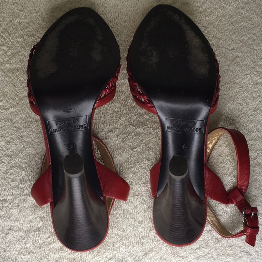 Marc by Marc Jacobs Red Leather Rounded Toe Heels (36 / US 6) - Picture 6 of 8